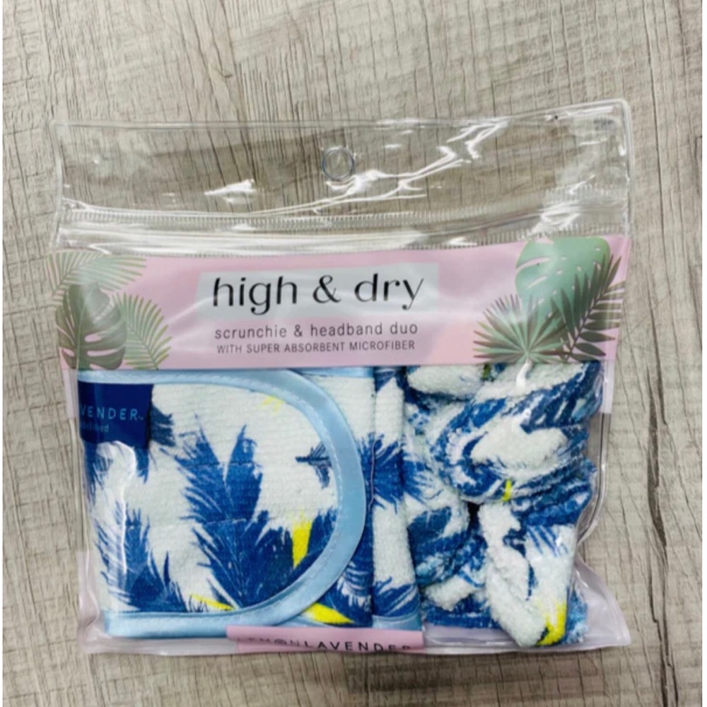High & Dry Microfiber Scrunchie & Headband Duo - Palm Trees